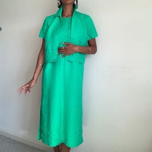 Vintage green linen dress